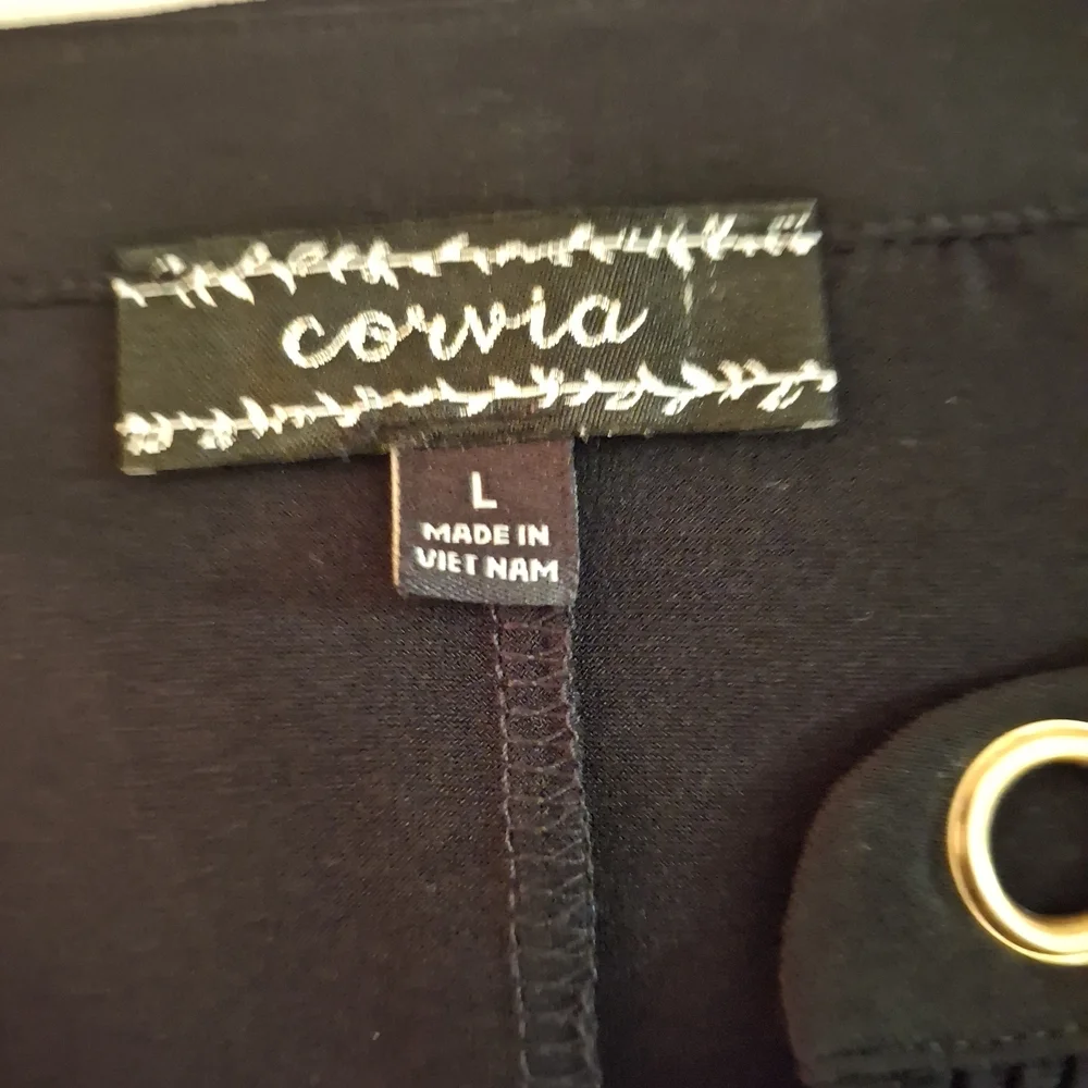 Corvia Black Women's Top with Gold Accents - Picture 5 of 7